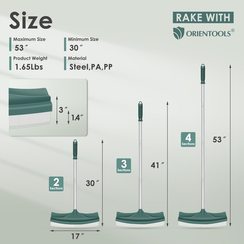 ORIENTOOLS Artificial Grass Brush, Curved Turf Rake Artificial Lawn Brush
