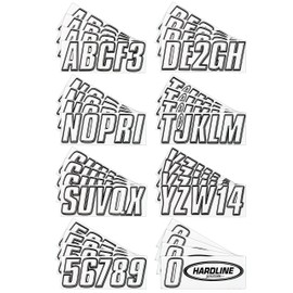 Hardline Products Series USA 800 Boat Registration Number Kit – 3-Inch White & Black Marine Lettering – USCG Compliant – Fuel & Fade Resistant Vinyl Decals for Boats & PWCs – Complete Set A-Z 0-9