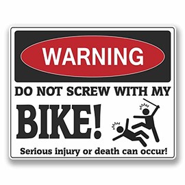 2 x 10cm Funny Warning Vinyl Sticker Decal Bike Motorcycle Motorbike #9756 (10cm Wide x 8cm High)
