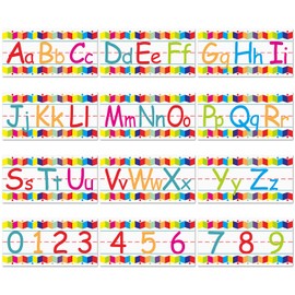 Uzriyl 12 Pcs Self Adhesive Alphabet Number Line for Classroom Wall ABC Letters Bulletin Board Decorations Alphabet Banner Border Poster for Classroom Nursery Kindergarten Playroom Bedroom Decor