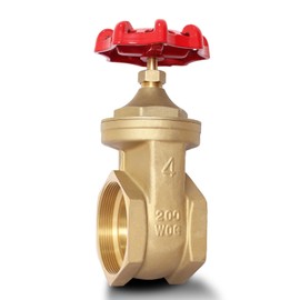 4" NPT Brass Gate Valve, Heavy Duty Female x Female Thread Manual Rotary Sluice Valve with Wheel Handle for Water, Oil, Gas, Industrial Plumbing, and HVAC Systems (4", DN100)