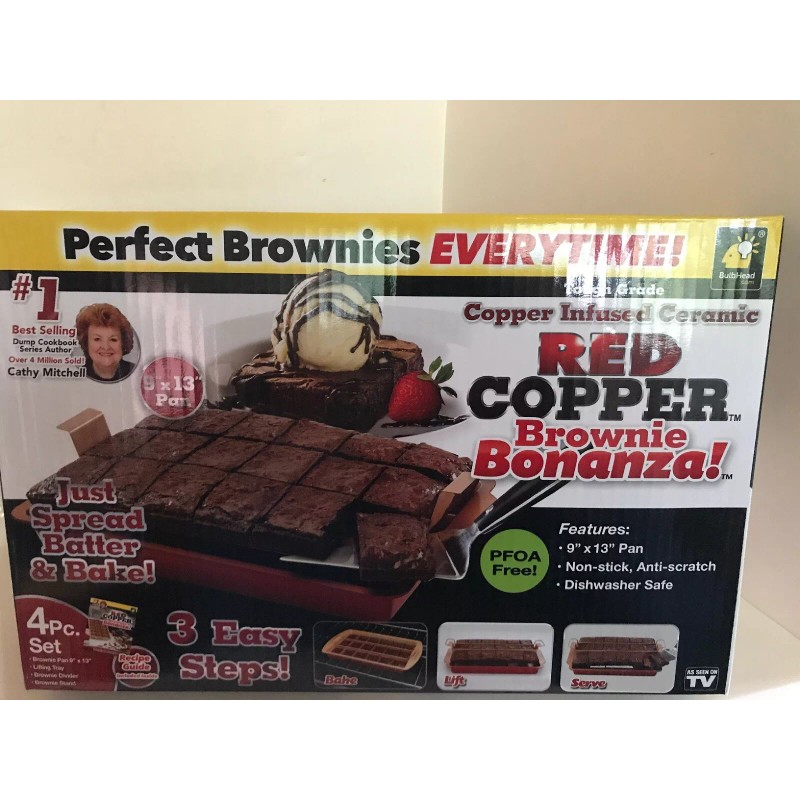 RED COPPER BROWNIE BONANZA, RED COPPER, 4-pc Set, 9 x