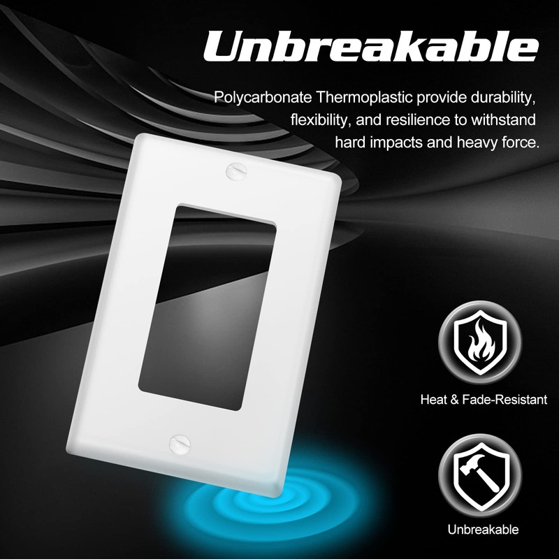 Decorator Wall Plate 1-Gang Light Switch Plate Outlet Cover,Unbreakable Polycarbonate