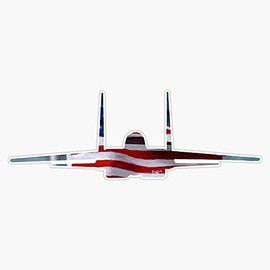 HOF Trading F15 American Flag Silhouette Vinyl Sticker Waterproof Decal Laptop Wall Window Bumper Sticker 5"