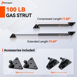 PAMAGOO 20 Inch 100 Lbs Gas Struts C1608054 Tanning Bed Shocks with Mounting Brackets for Rv Basement Door, Rv Queen Bed Travel Trailer Lift Support 2pcs