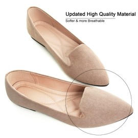 SAILING LU Flats Shoes Women Comfortable Slip on Pointy Toe Ballerina Walking Flats Shoes Khaki 39(7.5)