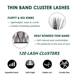 Lanciley L01 Eyelash Extensions Set of 120 Cluster Lashes with Eyelash Glue Tweezers C D Curl Individual Eyelashes DIY Lash Extension Kit for Home Make-Up Beginners 10/12/14/15/16 mm