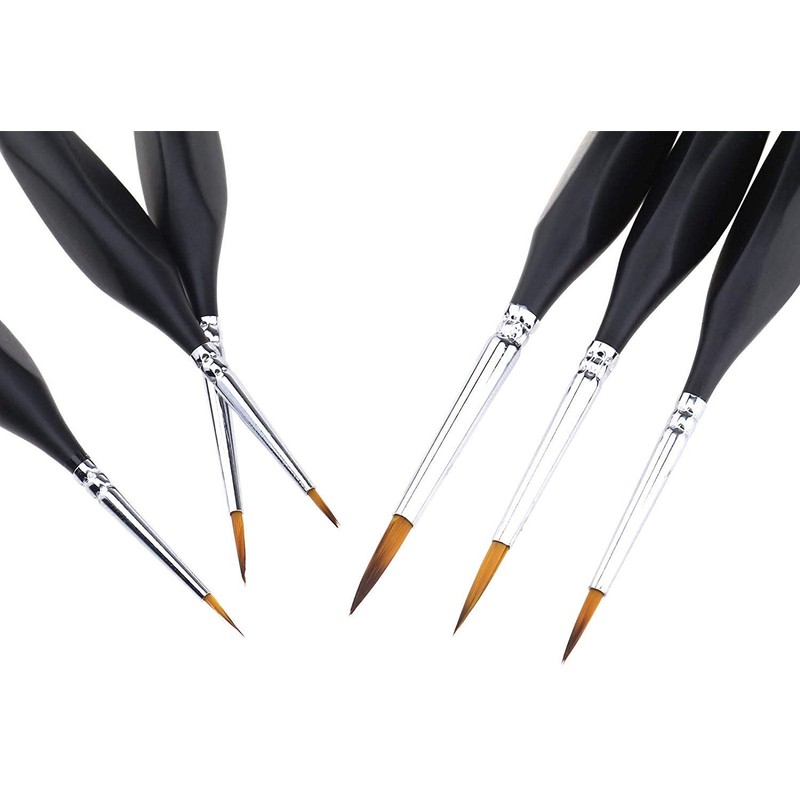 Small Paint Miniature Brushes Fine Tip 6pc Paintbrushes Set for