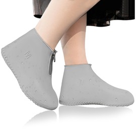 JEVRKAPZ Waterproof Shoe Covers,Upgrade Reusable Rain Shoe Galoshes with Zipper,Resistant Snow Overshoes,Foldable Shoe Protectors,Non-Slip Washable Rain Snow Bowling Travel Indoor Outdoor Overshoe