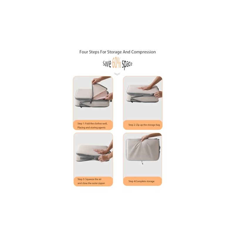 6-Pcs Compression Packing Cubes, light travel luggage organizer packaging bag,