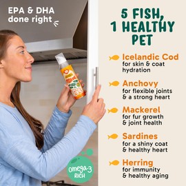 Fam Pets Omega 3 Fish Oil for Cats (5 oz) - Icelandic Fish Oil Liquid Cat Supplement with EPA DHA for Skin, Coat & Joint Health - Natural Pet Supplement - Leak-Free Aluminum Spray Bottle