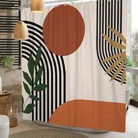 ChloropLastid Extra Long Shower Curtain 72 x 84 Inch Boho Shower Curtain for Bathroom Mid Century Modern Bohemian Abstract Geometric Fabric Waterproof Bathroom Curtains Shower Set