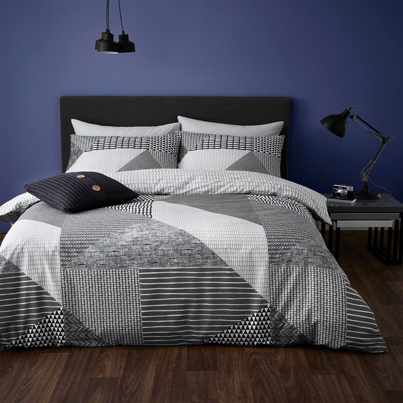 Catherine Lansfield Larsson Geo Reversible Single Duvet Cover Set with