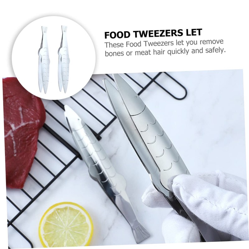 DOITOOL Cooking Utensils Fishbone Tweezers Portable Stainless Steel 2 Pack
