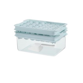 Jshenk ice tray, ice trays for freezer, silicone ice cube tray, durable with removable spill-proof lid, BPA free, dishwasher safe, Uniform size, Light Blue