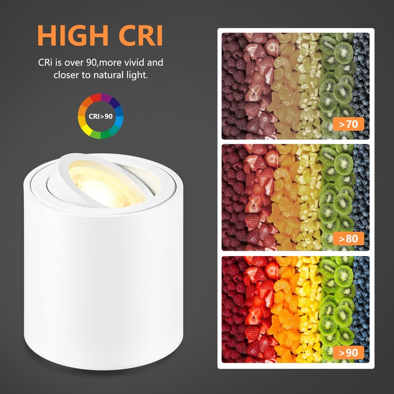 GeyouLux LED Surface-Mounted Spotlights, Dimmable, Diameter 80 x 84 mm,