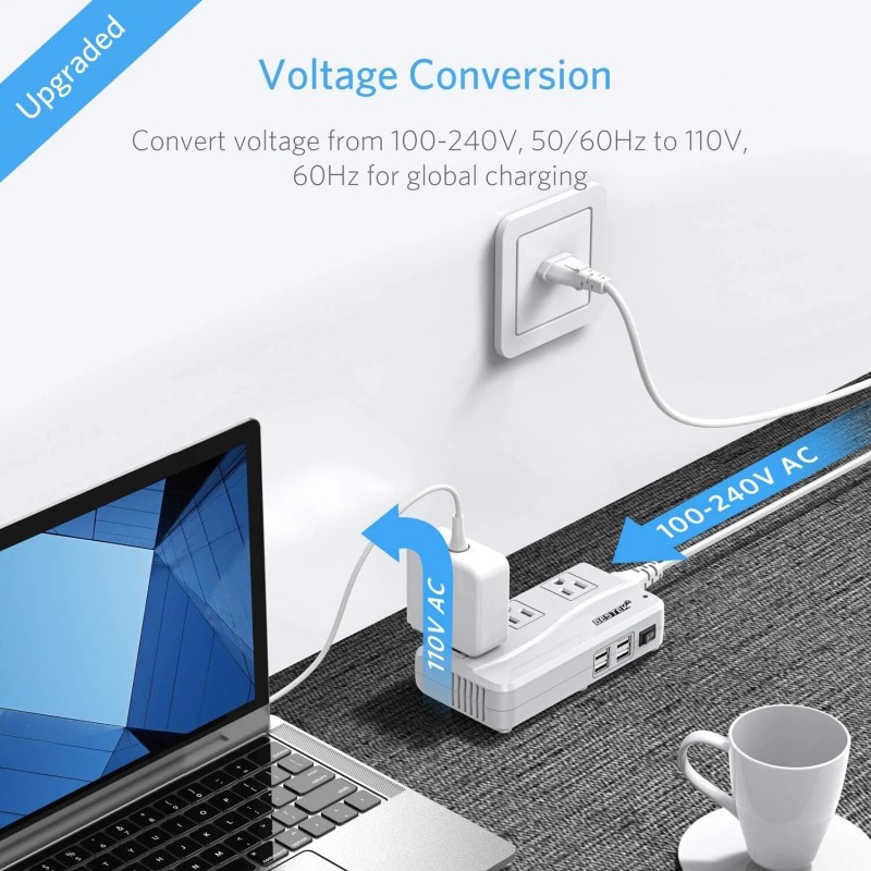BESTEK Universal Travel Adapter 220V to 110V Voltage Converterwith 6A