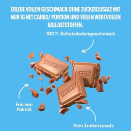 NEOH Low Carb Keto Milchschokolade | 1g Zucker, 105 kcal pro Portion | Die neue Alternative zu herkömmlichen Süßigkeiten | 1 x 55g