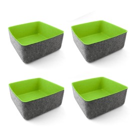 Three by Three Seattle Felt·Like·It! 9x9x4 Inch Felt Storage Bin for Office, Craft Room, Classroom, Living Room, Bedroom Storage (Spring Green) 4 Pack