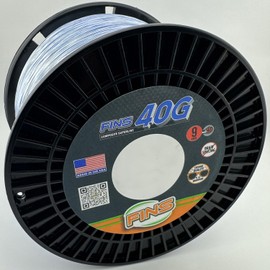 FINS 40G Super Round Braided Fishing Line USA Made - High Strength-to-Diameter Ratio, Smooth Mono Feel, 8 Fiber Bundle Over-Braiding, No Fluff Design - Blue - 25 lb - 150 Yds