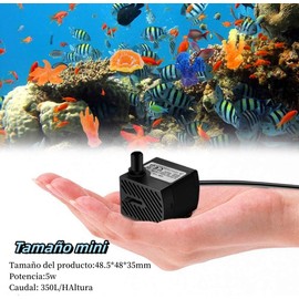 Mini Bomba Sumergible, Bomba de Agua de Circulación para Acuario 350L/H 5W Bomba de Agua Sumergible Silenciosa Que Ahorra Energía, para Jardinería, Wigwams, Peceras, Jardines, Fuentes