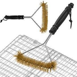 Alovez Pack of 2 Brass Grill Brush, 30.5 cm Grill Brush, Brass Grill Brush for Cast Iron Grate, Brush Oven Brush for Grill Grate, Gas Grill, Charcoal Grill, Cast Iron Grill