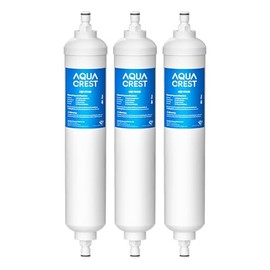 AQUA CREST GXRTQR Inline Water Filter, NSF Certified, Replacement for GE® GXRTQR, GXRTQ, Reduces Chlorine, Fluoride, Limescale and More, For Refrigerator, IceMaker, RVs, 3 Filters
