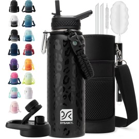 DYSANKY Insulated Water Bottle | Thickened Stainless Steel Vacuum Metal Thermos | Portable Sports Water Jug for Gym and Hiking with Straw, Carrier Bag, Handle Strap | BPA-Free 40 oz