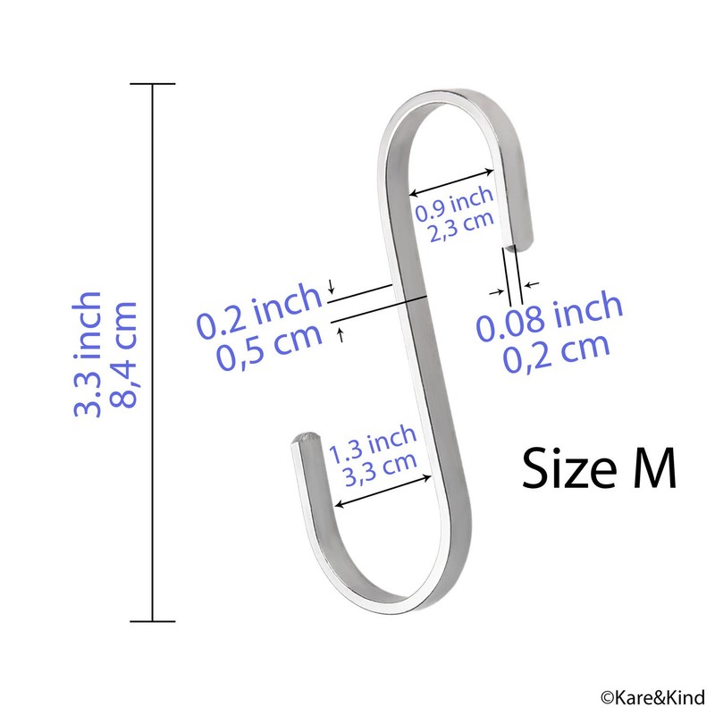 Flat S-Shaped Hanging Hooks - for Kitchen Utensils, Garage or