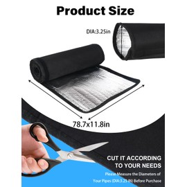 3 Layers HVAC Copper Pipe Insulation Cover, 78.7x11.8 inch 600D Oxford Air Conditioner Line Insulation, AC Pipe Insulation Covers, Flexible Copper Line Sleeve for Central Air Conditioning Mini Splits