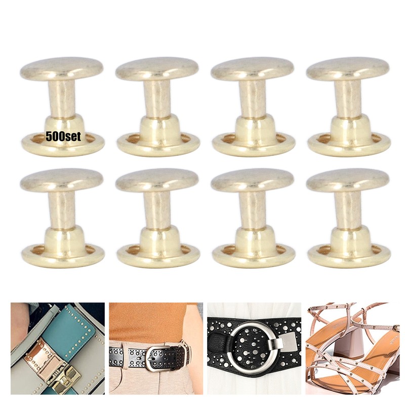 500set Metal Studs Rivets 8mm DIY Iron Double Flat Uniform