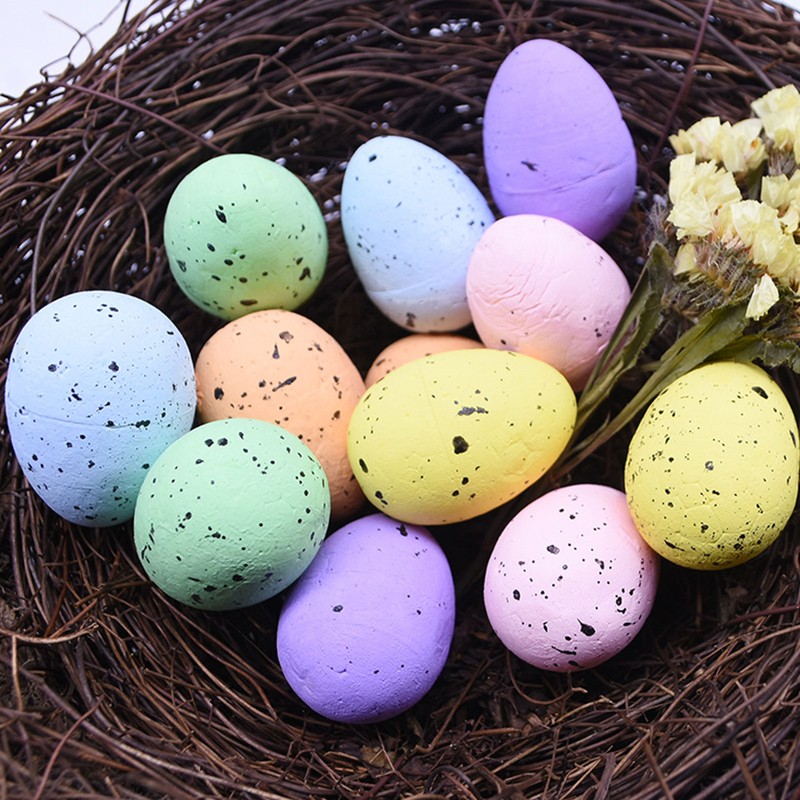 100PCS Colorful Foam Eggs Easter Egg Ornaments Crafts Birds Eggs
