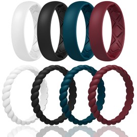Egnaro Silicone Wedding Bands Women, Inner Arc Ergonomic Breathable Design Silicone Rubber Wedding Bands