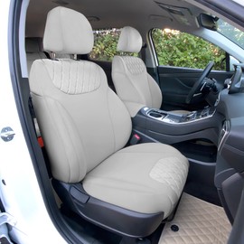 FH Group Custom Fit Seat Covers for 2019-2023 Hyundai Santa Fe, Neoprene Seat Covers, Waterproof Seat Covers for SUV, Front Set Solid Gray