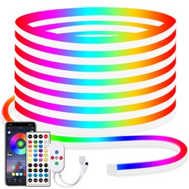 segrass 10 m LED Neon Strip Music Sync IP65 Waterproof Flex LED Strip Neon Rope Lamp Remote Control / App Control RGB LED Strip Neon, DIY Wall Decoration LED Neon Strip for Bedroom Indoor