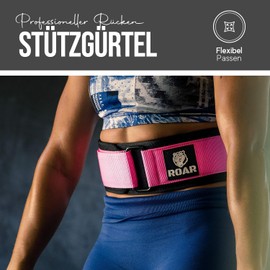 Roar® Weight Lifting Belt Men and Women, Lifting Belt for Gym, Powerlifting Belt, Weightlifting Belt, Deadlift Belt, Crossfit Belt, Fitness Belt Men, Power Belt (Rose, XS)