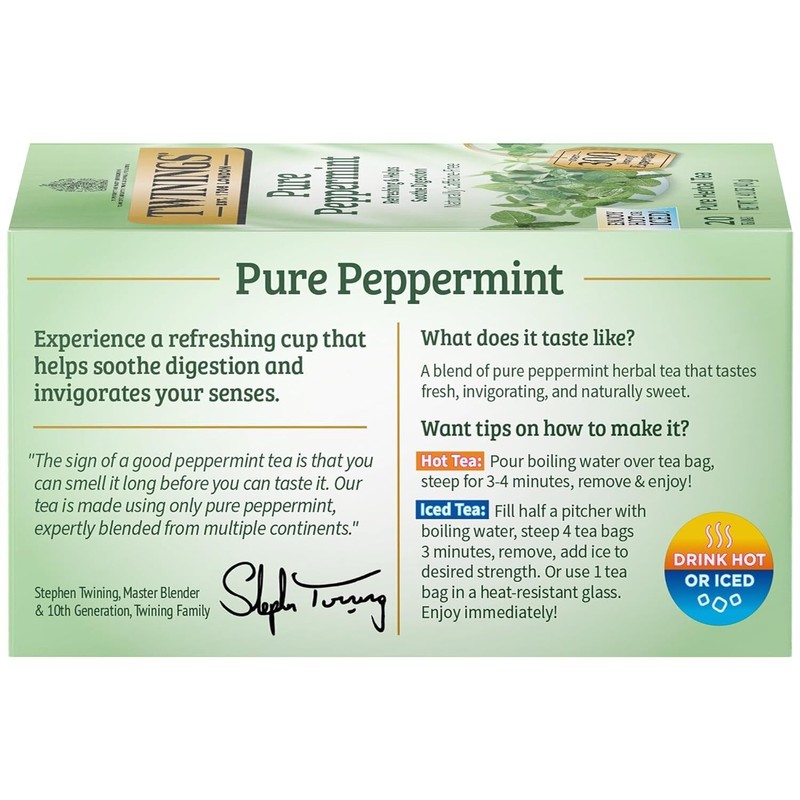 Twinings 2 Pack - Twinings Pure Peppermint Herbal Tea -