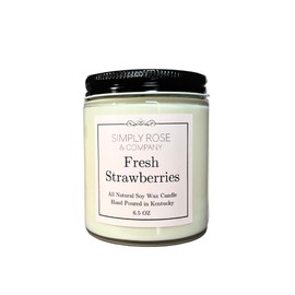 Fresh Strawberries Soy Candle | 6.5OZ | All-Natural, Non-Toxic | 45+ Hour Burn Time | Made in The USA | Simply Rose & Co.