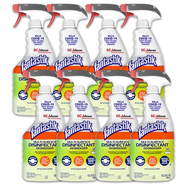 SC Johnson Professional, Fantastik Multi-Surface Cleaner & Disinfectant Spray Bottle, 32 Oz, Pack of 8