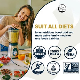 Organic Seamoss Cafe - Sea Moss, Organic Sea Moss with Antioxidants and 92 Minerals, Sea Moss Raw Organic and Ethically Sourced, Make 160 oz of Sea Moss Gel, Gold Sea Moss, 8oz