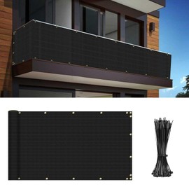 INFRANGE Balcony Privacy Fence Screen 3' x 32' Mesh Windscreen Fencing Shield Cover Included Cable Ties for Deck Apartment Porch Backyard Patio Outdoor, Black