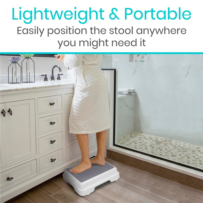 Vive Bath Shower Step Stool (4.5") - Slip Resistant, Stackable,