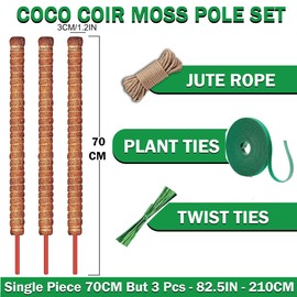MONTIVO 3 Pack 28 Inch Moss Pole, Stackable Moss Poles for Climbing Plants Monstera, Tall Plant Sticks Accessories, Large Coir Monstera Plant Support Stakes for Potted Plants Indoor, Pothos
