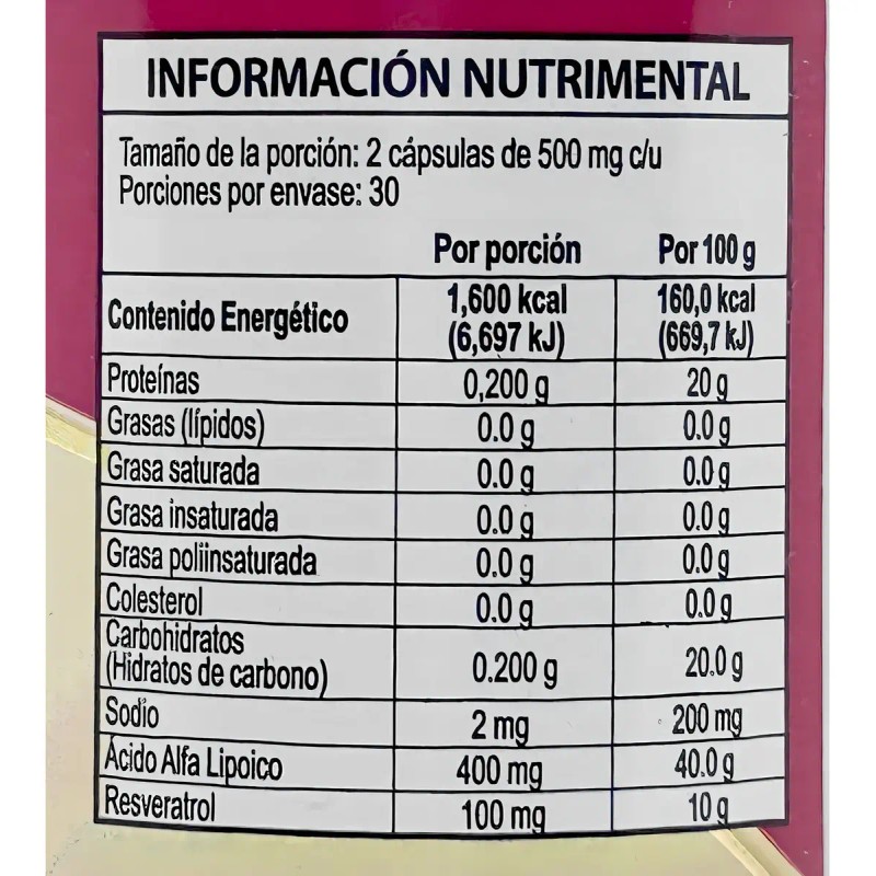 Ácido Alfa Lipoico 500mg Cápsulas Antioxidantes Keep Natural Gluten