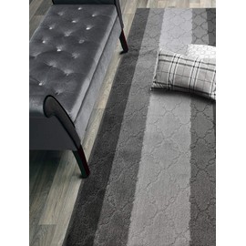 Custom Size Hallway Runner Rug, Slip Resistant, 26 Inch Wide X Your Choice of Length, Trellis Anthracite, 26 Inch X 24 feet
