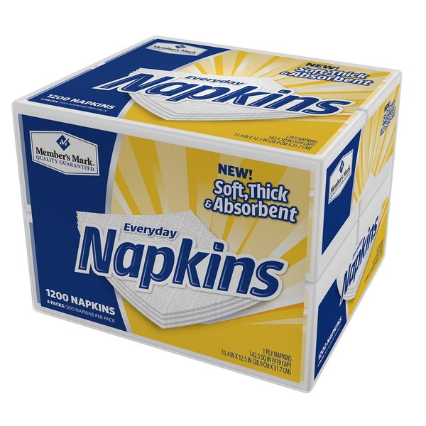 Member's Mark Paper Dinner Napkin, 11.4" x 12.5" (1,200 Count) (2 Pack)
