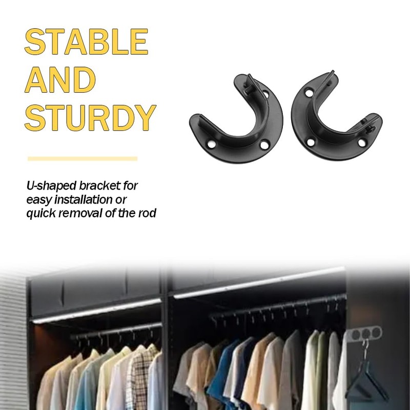 Yosawa 2 PCS Stainless Steel Closet Rod Bracket,Heavy Duty U