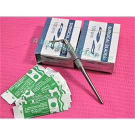 ROUND PATTERN ADJUSTABLE 7 WAYS SCALPEL HANDLE #3+100 STERILE BLADES#10 (CYNAMED)