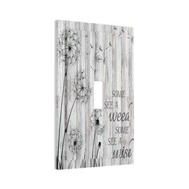 Wpshijia Rustic Dandelion Country Wooden Board Floral 1 Gang Single Toggle Light Switch Covers Decorative Wall Plate Switchplate Electrical Faceplate for Farmhouse Bathroom Bedroom Decor