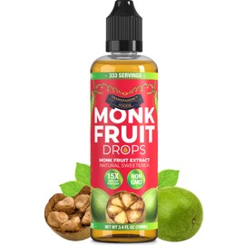 Monk Fruit Extract (6 Drops = 1 Tsp of Sugar) Zero Calories, Non-GMO, No Fillers - Liquid Monk Fruit Sweetener No Erythritol by Transparency Foods NEW FORMULA (3.4oz, 333 servings)